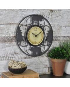 FirsTime Wildlife Wire Wall Clock, 11in, Black/Brown