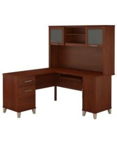 Bush Furniture Somerset L Shaped Desk With Hutch, 60inW, Hansen Cherry, Standard Delivery