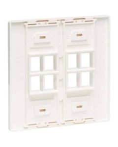 Tripp Lite 8-Port Double-Gang Universal Keystone Wall Plate, Cat5e/6/6a, USB, HDMI, DisplayPort, White, TAA - Faceplate - wall mountable - white - 2-gang - 8 ports - TAA Compliant