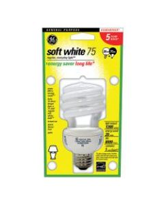 GE Spiral Compact Fluorescent Bulb, 20 Watts