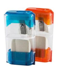 Baumgartens Single-Hole Trap Door Pencil Sharpener with Eraser - 1 Hole(s) - 2.6in Height - Assorted