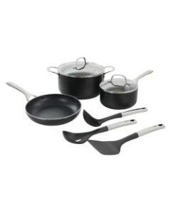 Oster Palladium 8-Piece Aluminum Cookware Set, Black/Silver