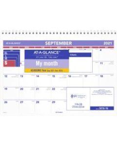 At-A-Glance Academic Monthly Wall Calendar - Academic - Julian Dates - Monthly - 1.3 Year - September 2020 till December 2021 - 1 Month Double Page Layout - 8in x 11in Sheet Size - 3 x Holes - 1.50in x 1.25in Block - Wire Bound - Desktop - White