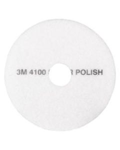 3M 4100 Super Polishing Floor Pads, 17in Diameter, White, Box Of 5