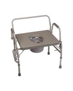 DMI Bariatric Drop-Arm Bedside Commode, 34inH x 28 1/2inW x 23inD, Gray