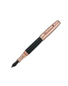 Monteverde Invincia Fountain Pen, Rose Gold, Medium Point, 0.7 mm, Black Barrel, Black Ink