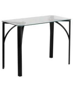 Flash Furniture 39-1/4inW Contemporary Tempered-Glass Desk, Clear/Black