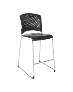 Office Star Tall Plastic Stacking Chairs, Black/Chrome, Set Of 4 Chairs