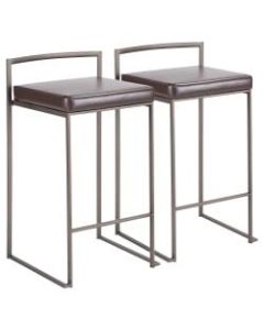 LumiSource Fuji Stacker Counter Stools, Brown Seat/Antique Frame, Set of 2 Stools