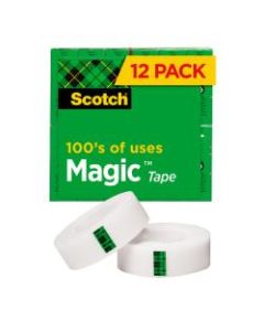Scotch Magic 810 Tape, 3/4in x 1,000in, Pack Of 12 Rolls