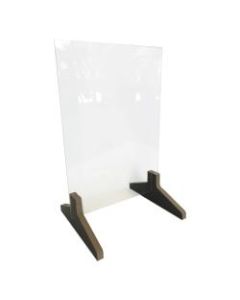 Waddell Counter-Top Protective Plastic Partition With 3-Piece Wood Base, 23inH x 15inW x 12inD