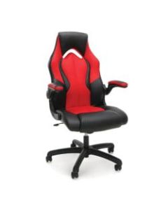OFM Essentials Racing Style Bonded Leather High-Back Gaming Chair, Red/Black