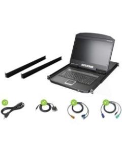 IOGEAR 18.5in Widescreen Short Depth 8-Port LCD KVM Switch (TAA Compliant) - 8 Computer(s) - 18.5in LCD - HD - 1366 x 768 - 4:3 - 2 x PS/2 Port - 2 x USB - Daisy Chain - Keyboard120 V AC, 230 V AC Input Voltage - 1U High - Metal, Plastic - TAA Compliant