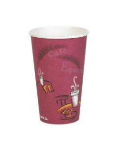 Solo Paper Hot Cups, 16 Oz, Maroon, Carton Of 300 Cups