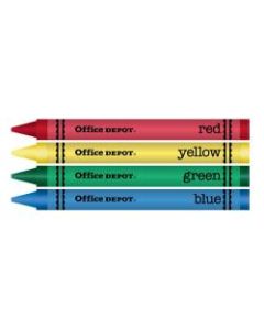 Office Depot Brand Crayons, Assorted Colors, 4 Crayons Per Pack, Box Of 200 Packs