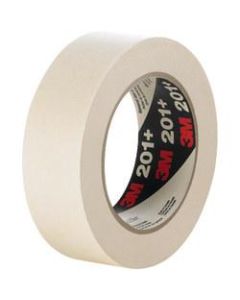 3M 201+ Masking Tape, 3in Core, 0.5in x 180ft, Tan, Case Of 12