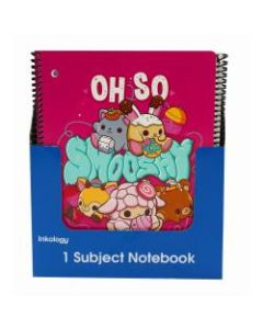 Inkology Notebooks, Smooshy Mushy, 8-1/2in x 11in, College Ruled, 140 Pages (70 Sheets), Assorted Designs, Pack Of 12 Notebooks