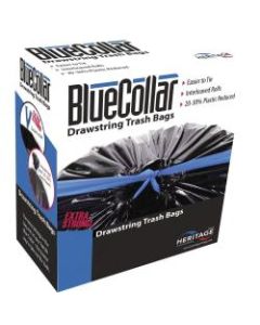 Heritage Drawstring Can Liners, 30 Gallon, 1 Mil, Black, Box Of 40