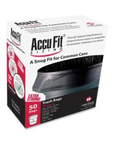 Heritage Accufit Can Liners, 32 Gallon, 0.9 Mil, Black, Box Of 50