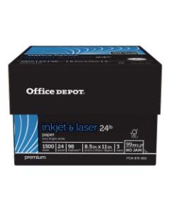 Office Depot Brand Inkjet and Laser Print Paper, Letter Size Paper, 96 Brightness, 24 Lb, 500 Sheets Per Ream, Case Of 3 Reams