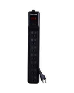 CyberPower CSB706 Essential 7 - Outlet Surge with 1500 J - Clamping Voltage 800V, 6 ft, NEMA 5-15P, Straight, 15 Amp, EMI/RFI Filtration, Black, Lifetime Warranty