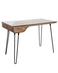 Lumisource Avery Mid-Century Modern Desk, Walnut/Black