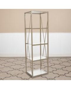 Flash Furniture 64inH 4-Shelf Cross Brace Bookcase, Clear/Matte Gold