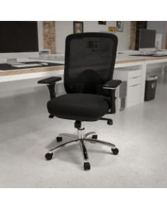 Flash Furniture HERCULES 24-7 Intensive Mesh Mid-Back Big And Tall Chair With Synchro Tilt, Black/Chrome