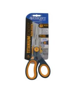 Westcott Titanium Bonded Non-Stick Scissors, 8in, Straight, Gray/Yellow