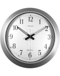 Artistic 16in Galvanized Metal Round Wall Clock - Analog - White Main Dial - Silver/Metal Case