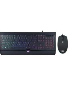 Adesso EasyTouch 137CB Illuminated Gaming Keyboard & Mouse Combo - USB Cable 104 Key - English (US) - Black - USB Cable Mouse - Optical - 1000 dpi - Black - Compatible with Windows