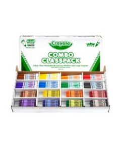 Crayola Crayons And Washable Markers Classpack, Large Size, Assorted Colors, Box Of 256