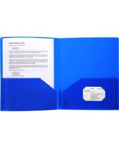 Business Source 2-pocket Poly Portfolio - Letter - 8 1/2in x 11in Sheet Size - 30 Sheet Capacity - 2 Pocket(s) - Poly - Blue - 1 Each