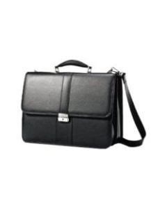 Samsonite Carrying Case (Briefcase) for 15.6in Notebook - Black - Leather - Shoulder Strap, Handle - 12in Height x 16.5in Width x 6in Depth - 1 Pack