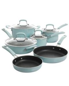 Kenmore Elite Andover 10-Piece Aluminum Cookware Set, Gradient Blue