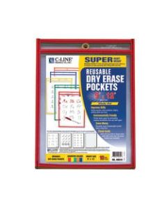 C Line Reusable Dry-Erase Pockets, 9in x 12in, Assorted Colors, Pack Of 10