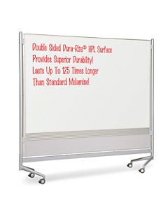 Balt Best Rite Mobile Dry-Erase Whiteboard Double-Sided Partition, 74in x 76in x 12in, Aluminum Frame With Silver Finish