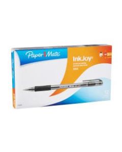 Paper Mate InkJoy 300 Stick Pens, Medium Point, 1.0 mm, Translucent Barrels, Black Ink, Pack Of 12 Pens