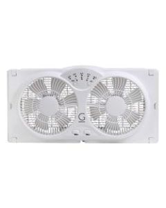 Genesis A1 High-Velocity 9in Window Fan With Thermostat, 12inH x 24inW x 4inD, White