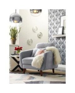 Elle Decor Chloe Mid-Century Modern Arm Chair, Light Gray/Chestnut