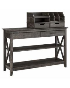 Bush Furniture Key West Console Table With Storage And Desktop Organizers, Dark Gray Hickory, Standard Delivery