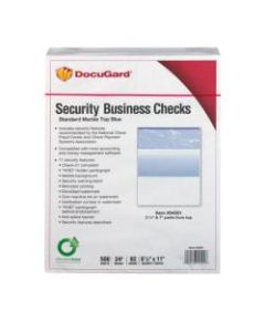 DocuGard High Security Blue Marble Business Checks with 11 Features to Prevent Fraud - Letter - 8 1/2in x 11in - 24 lb Basis Weight - Smooth - 500 / Ream - Erasure Protection, Watermarked