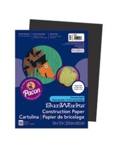 SunWorks Construction Paper, 9in x 12in, Black, Pack Of 50