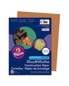 SunWorks Construction Paper, 9in x 12in, Brown, Pack Of 50