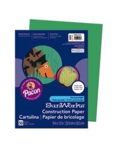 SunWorks Construction Paper, 9in x 12in, Holiday Green, Pack Of 50