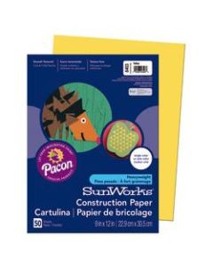 SunWorks Construction Paper, 9in x 12in, Yellow, Pack Of 50