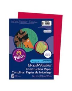 SunWorks Construction Paper, 9in x 12in, Holiday Red, Pack Of 50