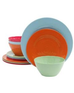 Gibson Brist 12-Piece Dinnerware Set, Assorted Colors
