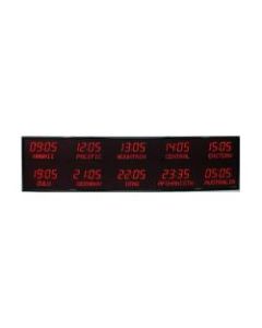 Hoffman Tech 6612I World Time Zone LED Digital Clock, 16 1/4inH x 65 1/4inW x 2 1/4inD, Black