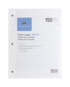 Sparco Standard White 3HP Filler Paper - 150 Sheets - Wide Ruled - Ruled Red Margin - 16 lb Basis Weight - 8in x 10 1/2in - White Paper - Bleed-free - 150 / Pack